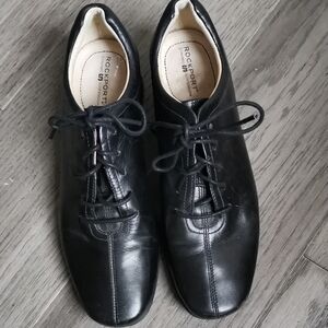 Womens Rockport  black leather lace up oxford preppy shoes. Size 7